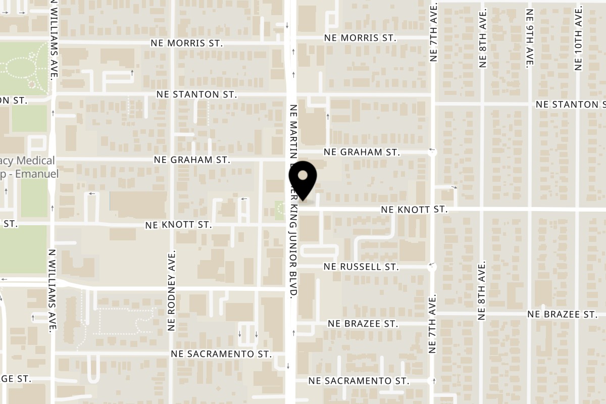 Map showing the location of Le Bontemps Café & Catering Bon Appetit on 2716 NE Martin Luther King Jr Blvd in Portland
